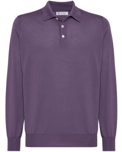 Brunello Cucinelli Polo-collar Cotton Polo Shirt - Purple