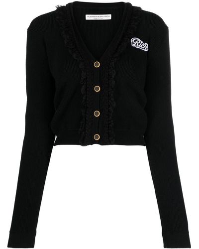 Alessandra Rich Cardigan en maille Rich à design nervuré - Noir