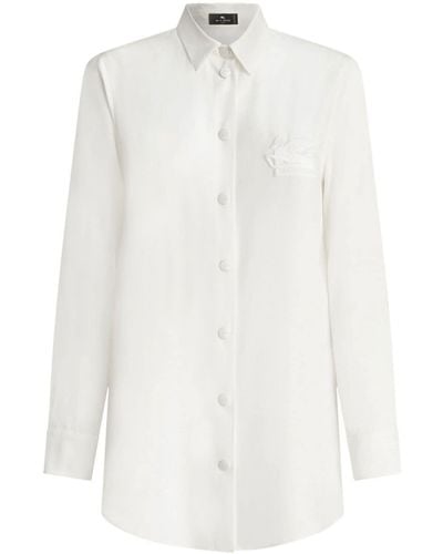 Etro Pegaso-appliqué Silk Shirt - White