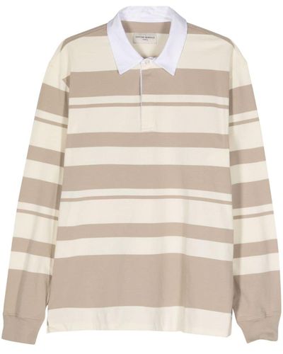 Officine Generale Cotton Striped Polo Shirt - Natural