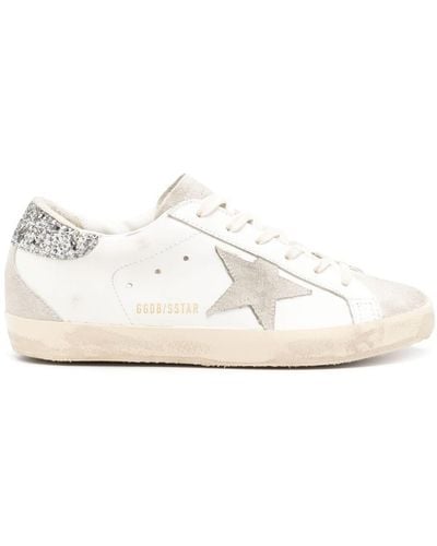 Golden Goose Sneakers Super-Star con tacco glitter - Bianco
