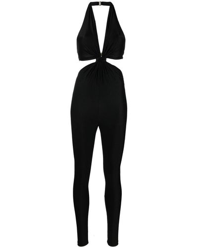 Saint Laurent Knot-detail Halterneck Jumpsuit - Black
