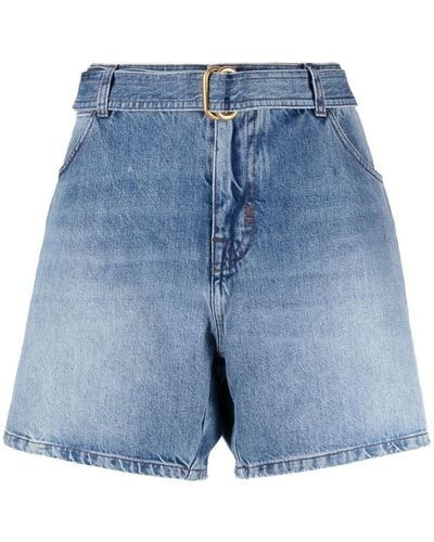 Tom Ford Short en jean à taille ceinturée - Bleu