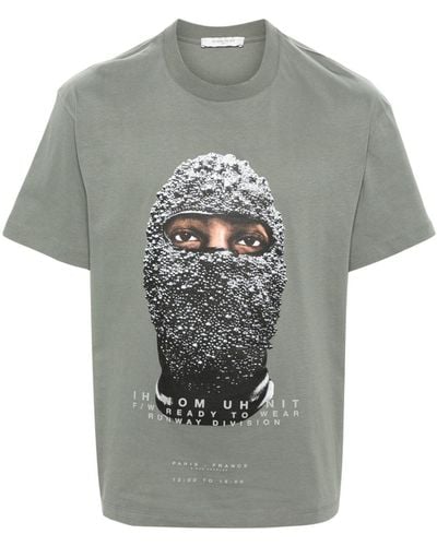 ih nom uh nit Face-print Cotton T-shirt - Grey
