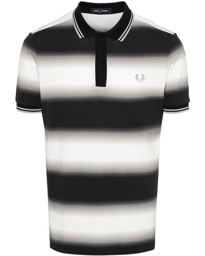 Fred Perry Gradient Striped Polo Shirt - Black