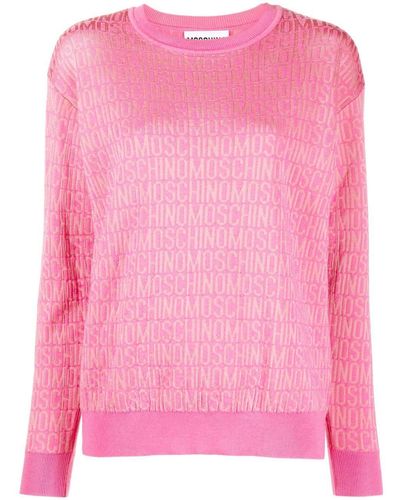Moschino Intarsien-Pullover mit Logo - Pink