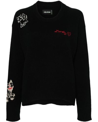 Zadig & Voltaire Markus Embroidered Cashmere Jumper - Black