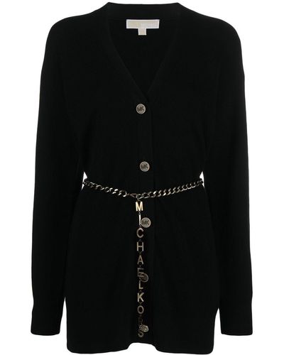 Michael Kors Logo Belted Button-up Cardigan - Black