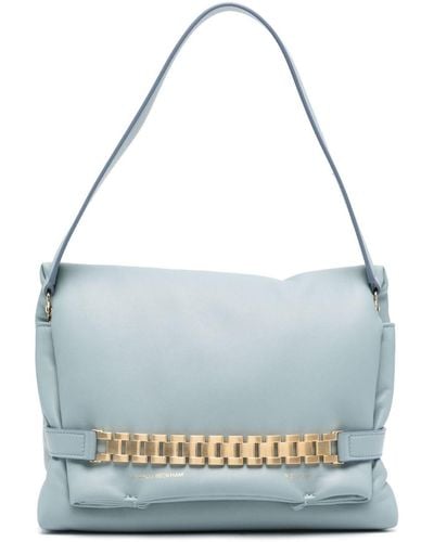 Victoria Beckham Puffy Chain leather clutch bag - Azul