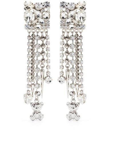 Alessandra Rich Orecchini chandelier con cristalli - Bianco