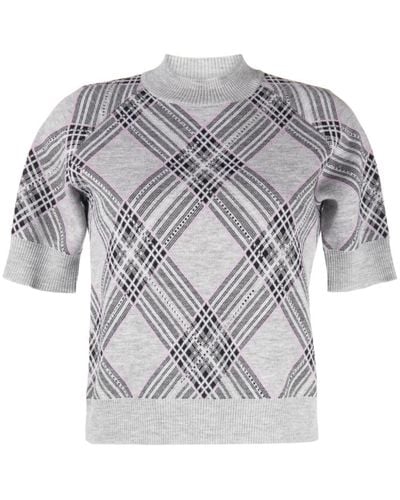 GIUSEPPE DI MORABITO Argyle Intarsia-knit Merino Wool Sweater - Grey
