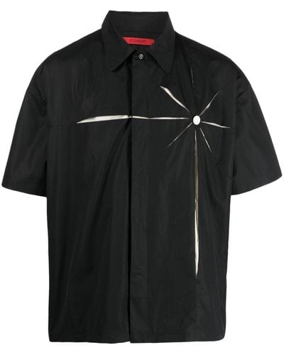 Kusikohc Pleat-detail Short-sleeve Shirt - Black