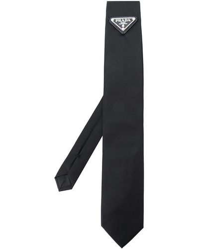 Prada Cravate à plaque logo - Noir
