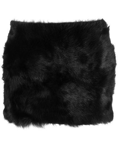 David Koma Fleece-texture Leather Miniskirt - Black