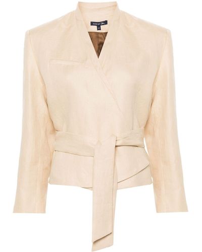 Soeur Pampelune Belted Linen Jacket - Natural