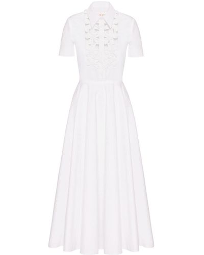 Valentino Garavani Vestido midi con aberturas florales - Blanco