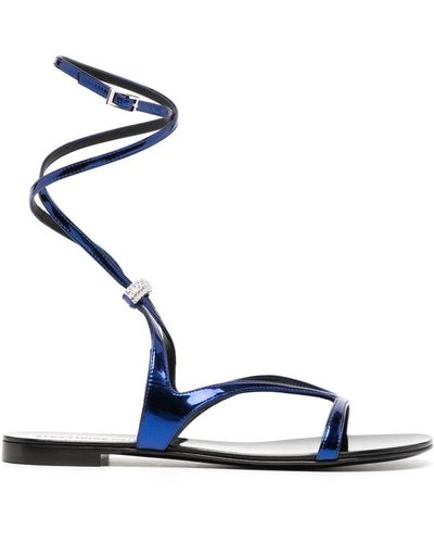 Alexandre Vauthier Sandalias planas con detalles de cristal - Azul
