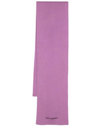 Karl Lagerfeld K/essential Ribbed Scarf - Purple