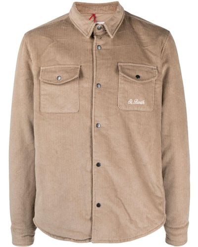 Mc2 Saint Barth Logo-embroidered Cotton Shirt Jacket - Natural