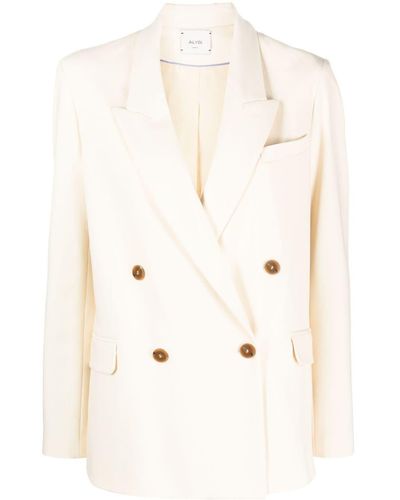 Alysi Double-breasted Peaked-lapels Blazer - Natural