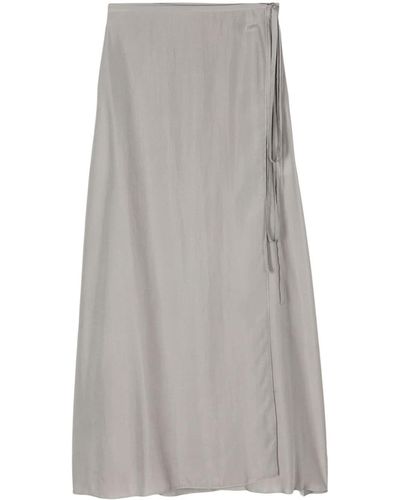 Alysi Wrap Silk Maxi Skirt - Gray
