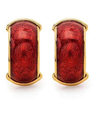 Saint Laurent Engraved Hoop Earrings - Red