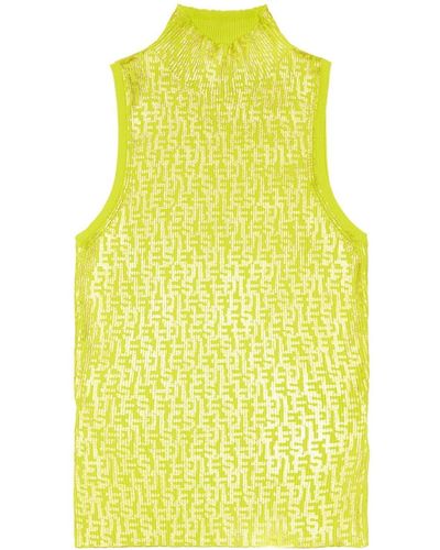 DIESEL M-egeo Monogram-print Cotton Tank Top - Yellow