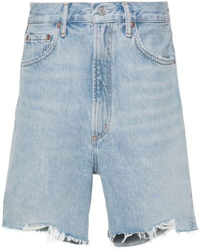 Agolde Stella Jeans-Shorts im Distressed-Look - Blau