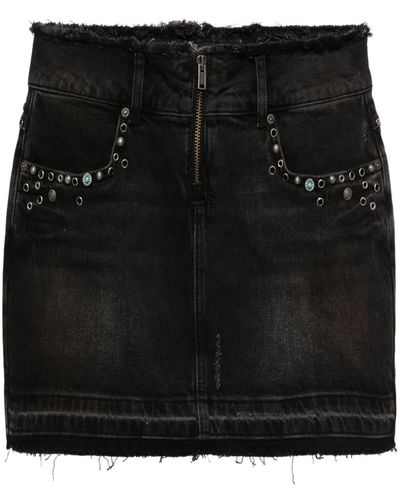 Guess USA Frayed-brim Denim Miniskirt - Zwart