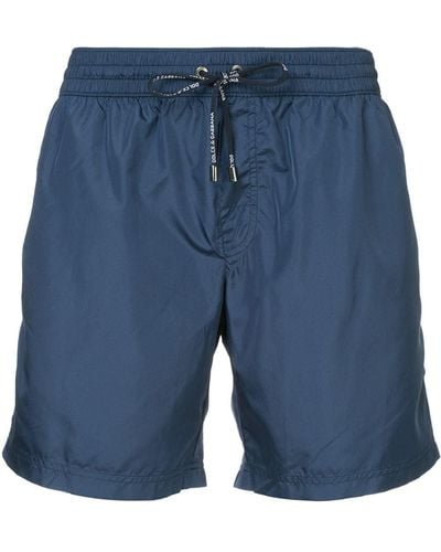 Dolce & Gabbana Shorts de baño con cintura con cordón - Azul