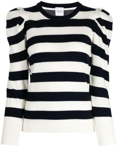 Madeleine Thompson Fleming Striped Wool-cashmere Top - Black