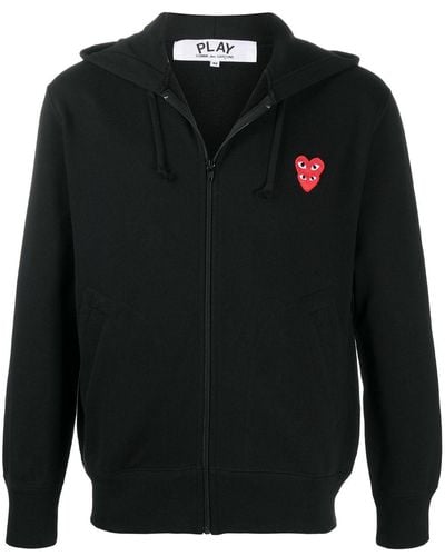 COMME DES GARÇONS PLAY Hoodie zippé à patch logo - Noir