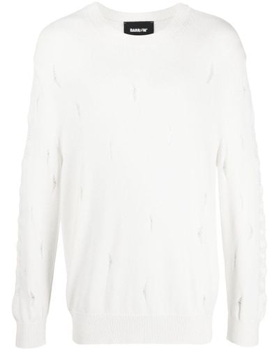 Barrow Logo-print Distressed-knit Sweater - White