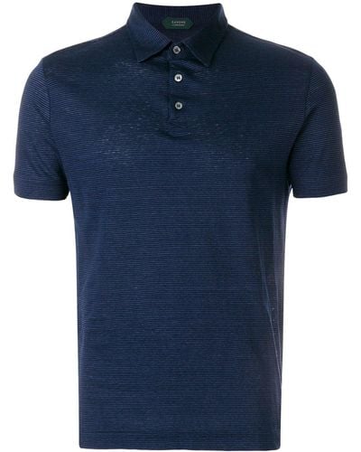Zanone Striped Polo Shirt - Blue