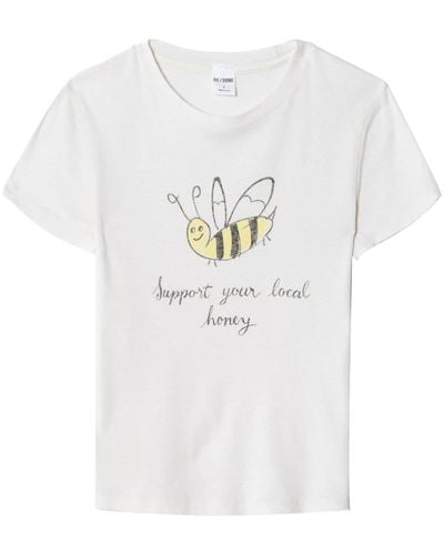RE/DONE Camiseta con estampado Baby Local Honey 1990 - Blanco