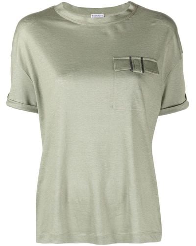 Brunello Cucinelli Camiseta con aplique monili - Verde