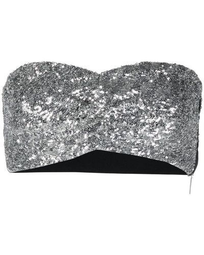 MSGM Sequin Strapless Top - Gray