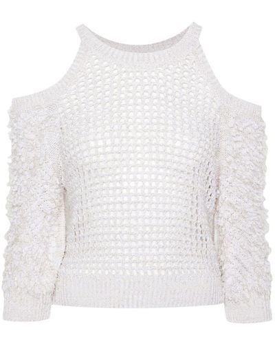 Peserico Metallic-threading Knitted Top - White