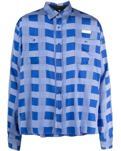 4SDESIGNS Plaid-check Pattern Shirt - Blue