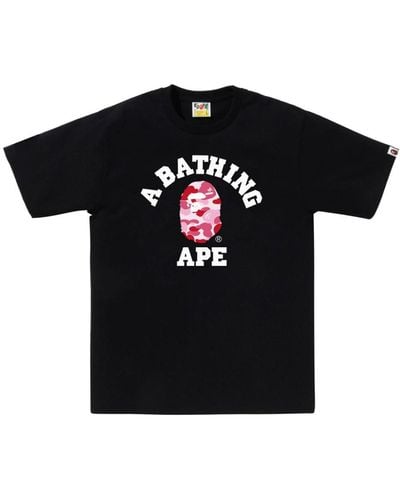 A Bathing Ape Abc Camo College Cotton T-shirt - Black