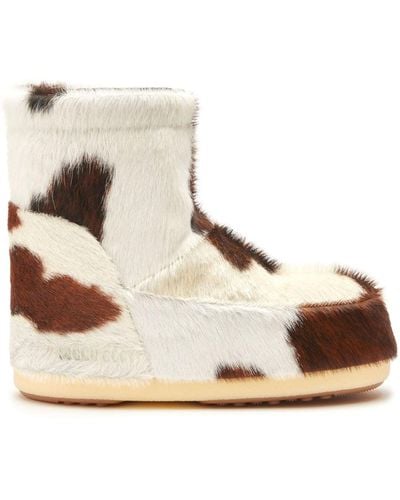 Moon Boot Icon Low Cow-print Boots - Natural