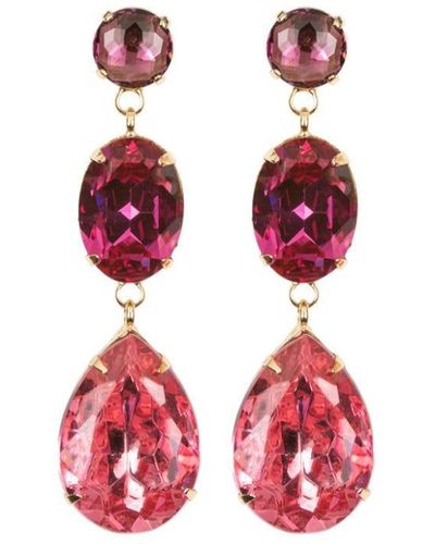 Jennifer Behr 18kt Gold-plated Aleena Crystal Earrings - Red