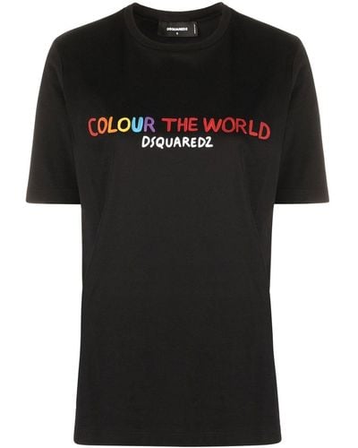 DSquared² T-shirt Met Tekst - Zwart
