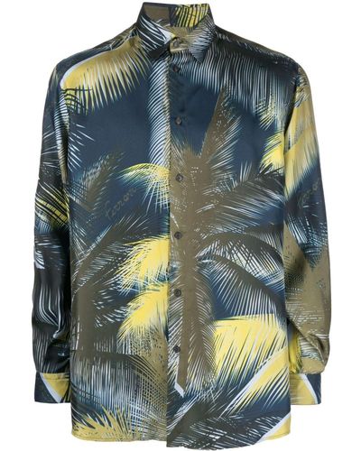 Ferrari Graphic-print Silk Shirt - Blue