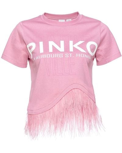 Pinko フェザーディテール Tシャツ - ピンク