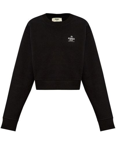 Fendi Sweat en coton à logo brodé - Noir