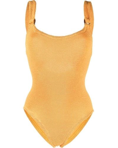 Hunza G Domino Crinke-effect Swimsuit - Orange