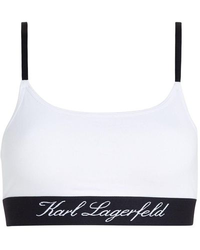 Karl Lagerfeld Bralette Met Geborduurd Logo - Wit