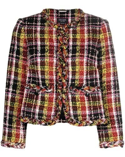 Kate Spade Einreihiger Tweed-Blazer - Schwarz