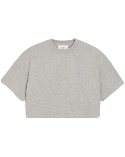 Ami Paris Ami De Coeur Cotton T-shirt - Gray